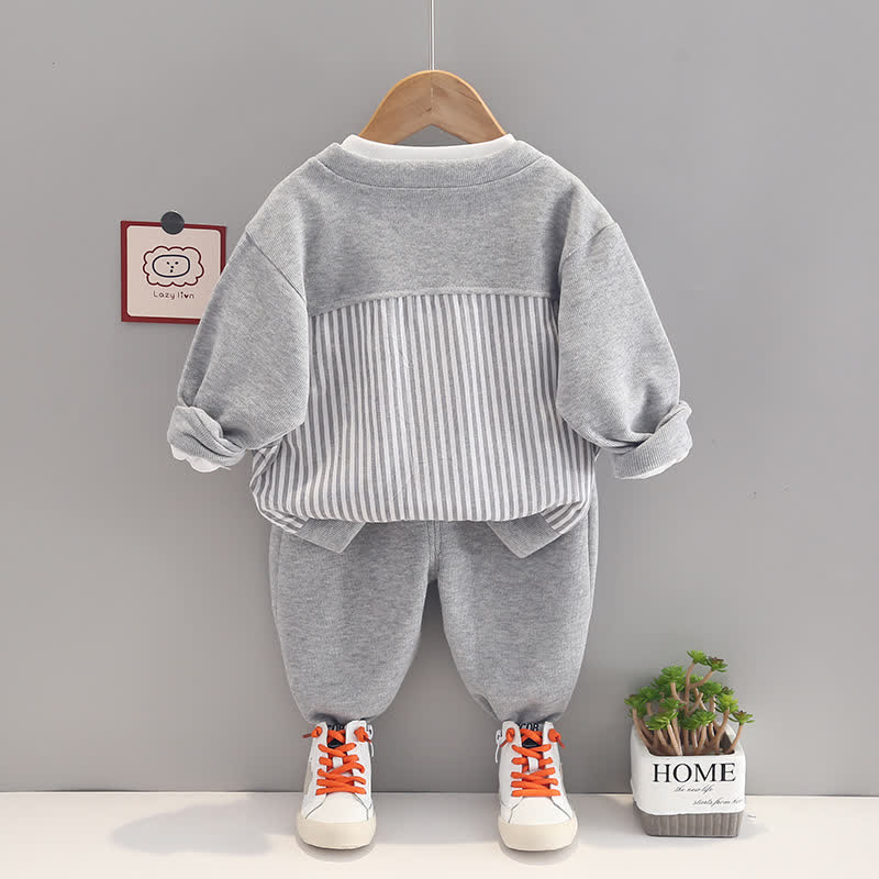 Toddler Shirt Striped Cardigan and Pants Set