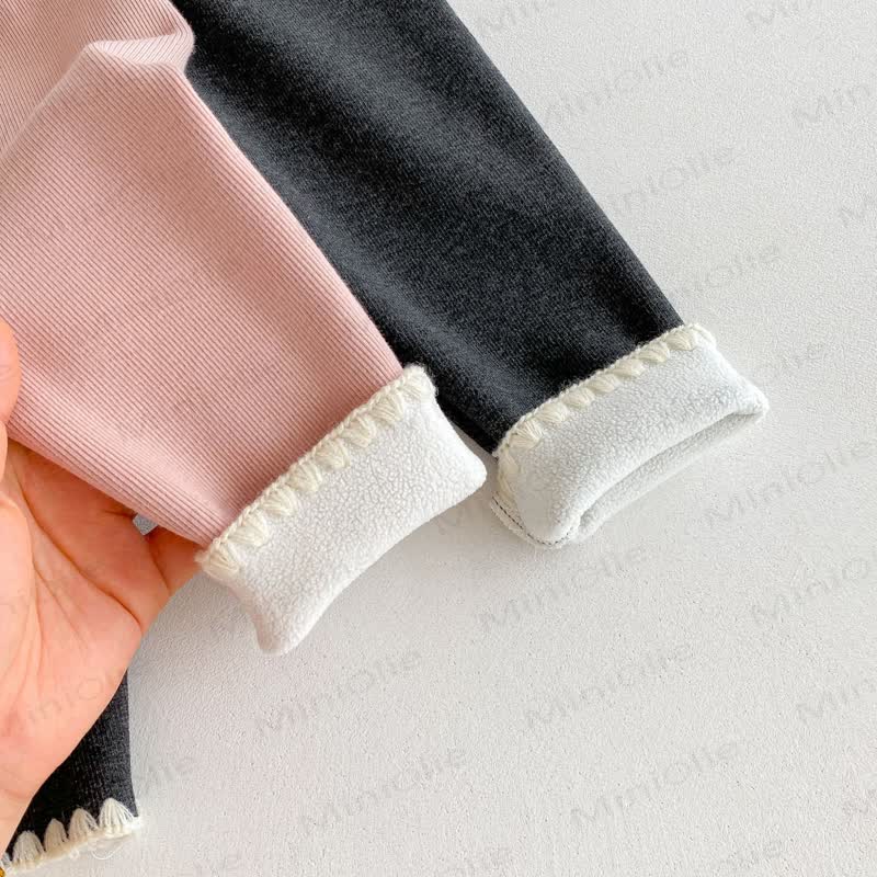 Baby Toddler Girl Knit Lace Fleece Lined Leggings