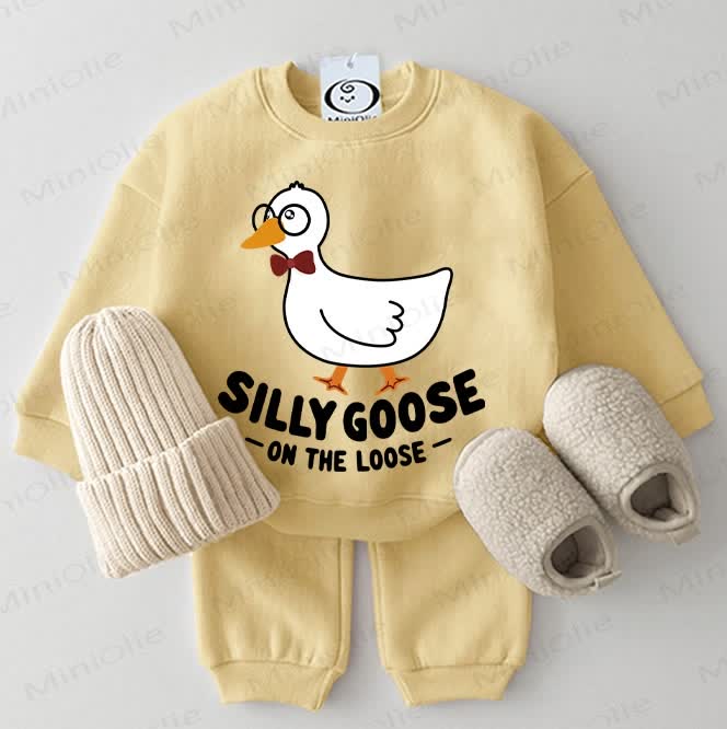 SILLY GOOSE ON THE LOOSE Baby 2-piece Yellow Set
