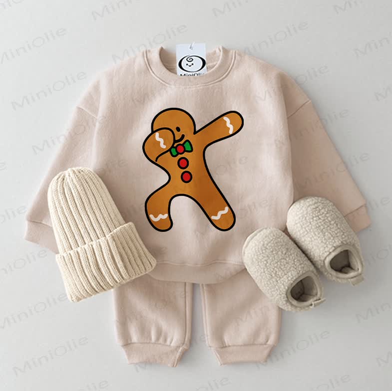 Baby Christmas Gingerbread Man 2-piece Beige Set