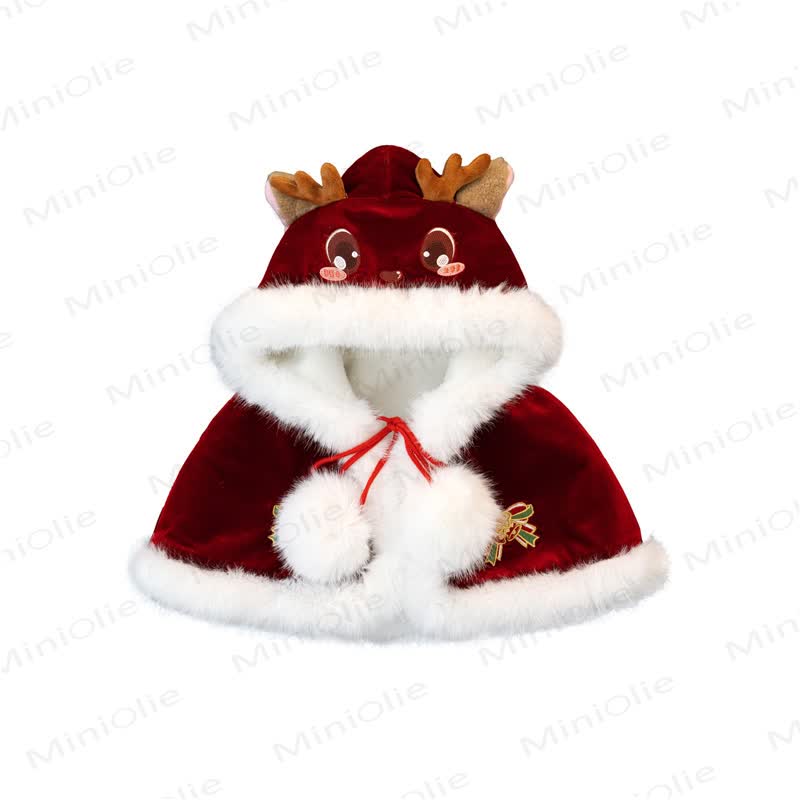 Toddler Kid Girl Deer Red Fleece Dress