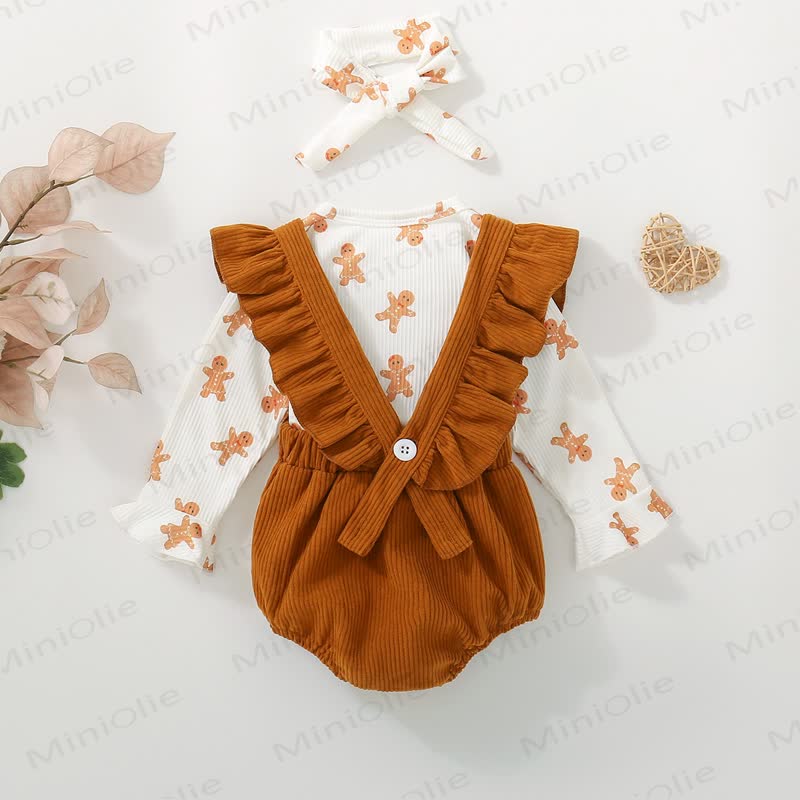Baby Chritmas Bodysuit Shorts and Headband 3pcs Set