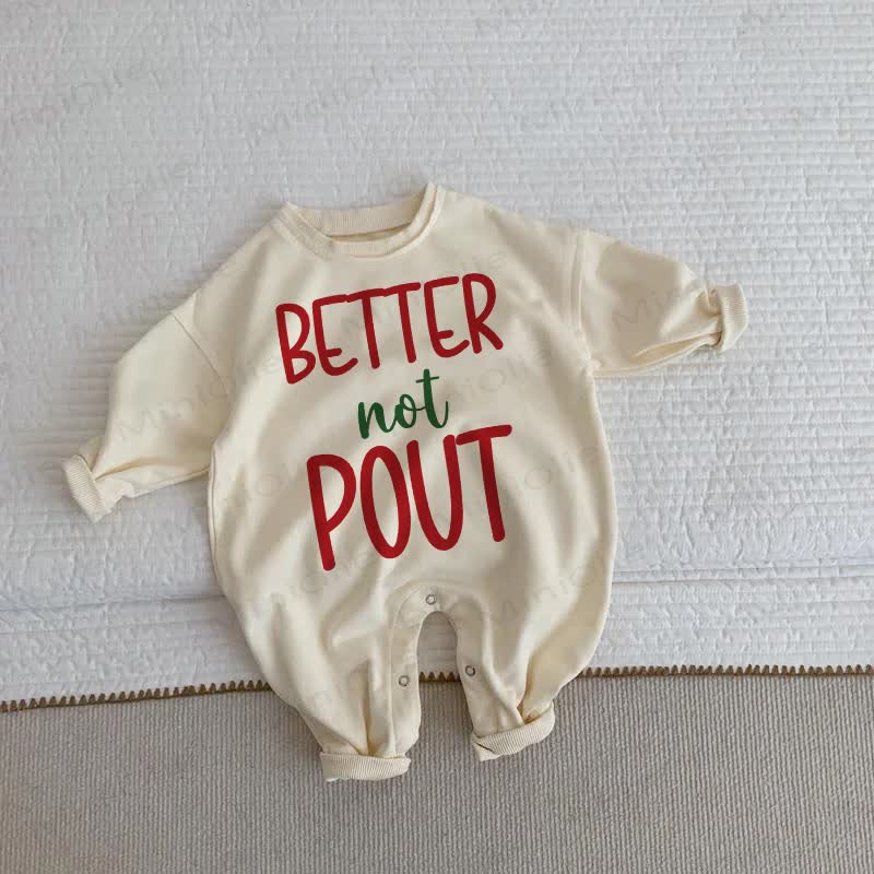 BETTER NOT POUT Baby Toddler Beige Romper