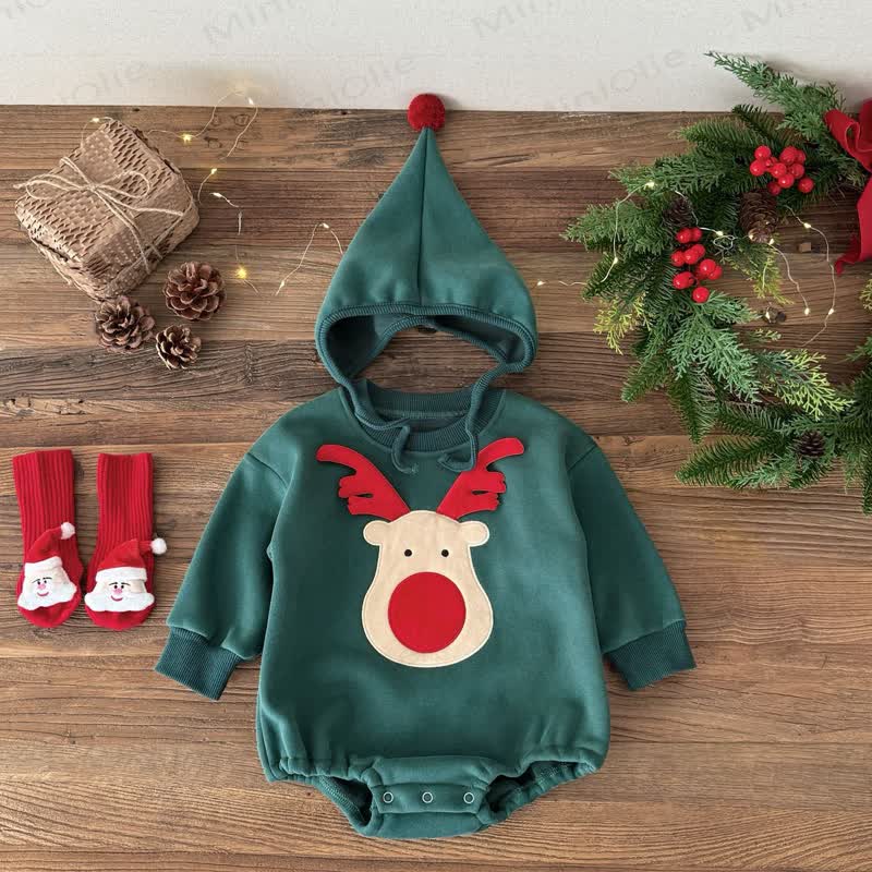 Baby Christmas Deer Bodysuit and Hat