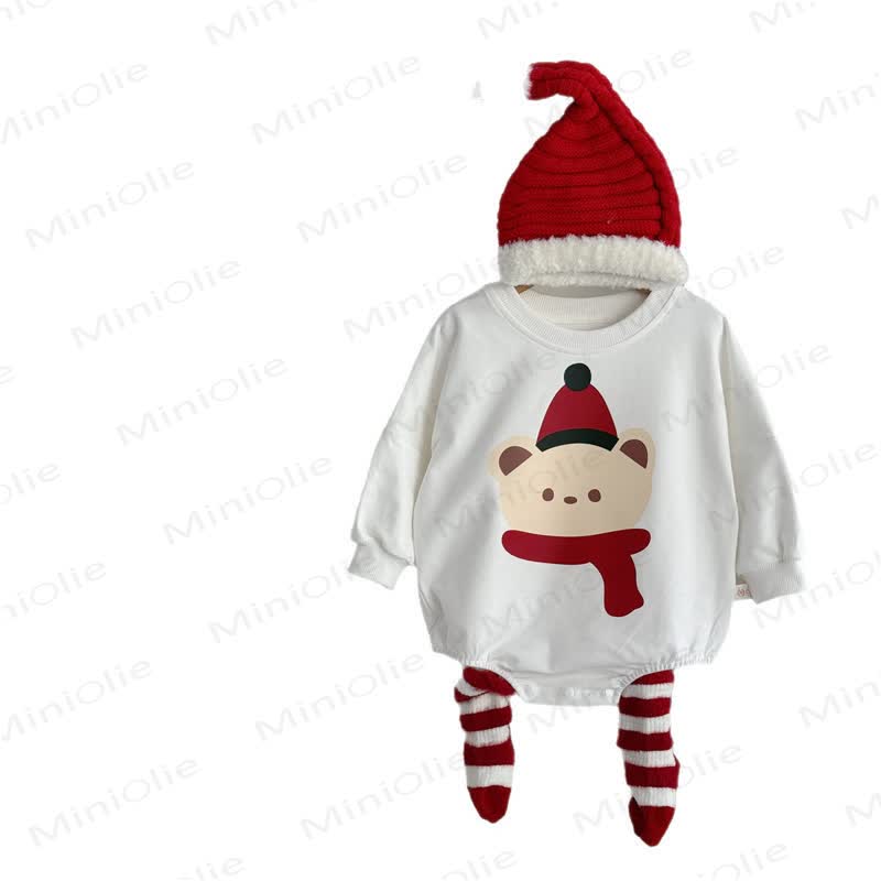 Baby Christmas Bear Bodysuit/Socks/Hat