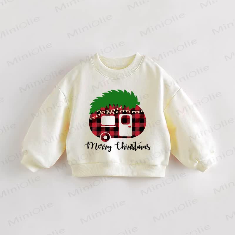 MERRY CHRISTMAS Baby Christmas Car Cream Sweatshirt