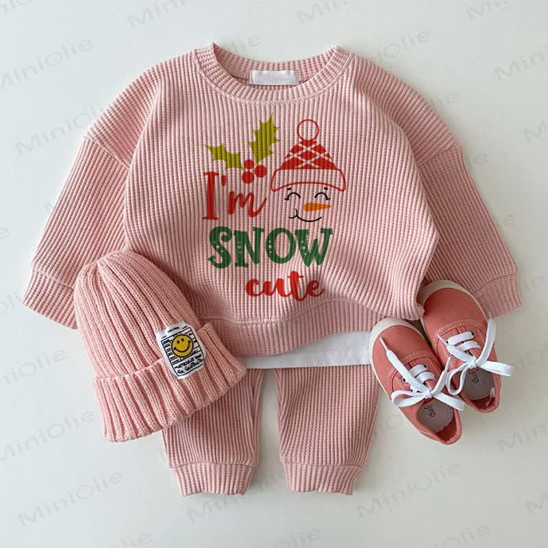 I'M SNOW CUTE Baby Snowman Pink 2-Piece Set
