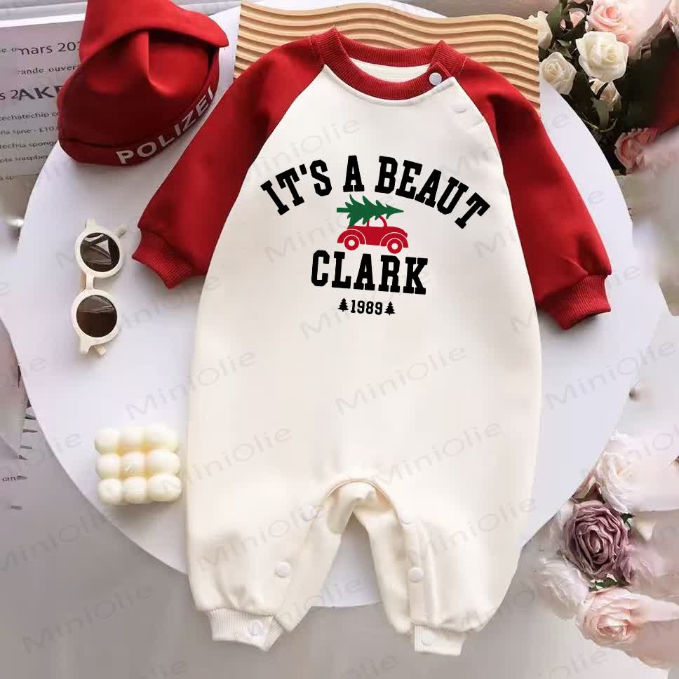 IT'S A BEAUT CLARK 1989 Baby Red Splicing Romper
