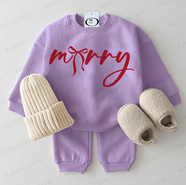 MERRY Baby Christmas Sweatshirt 2-piece Purple Set