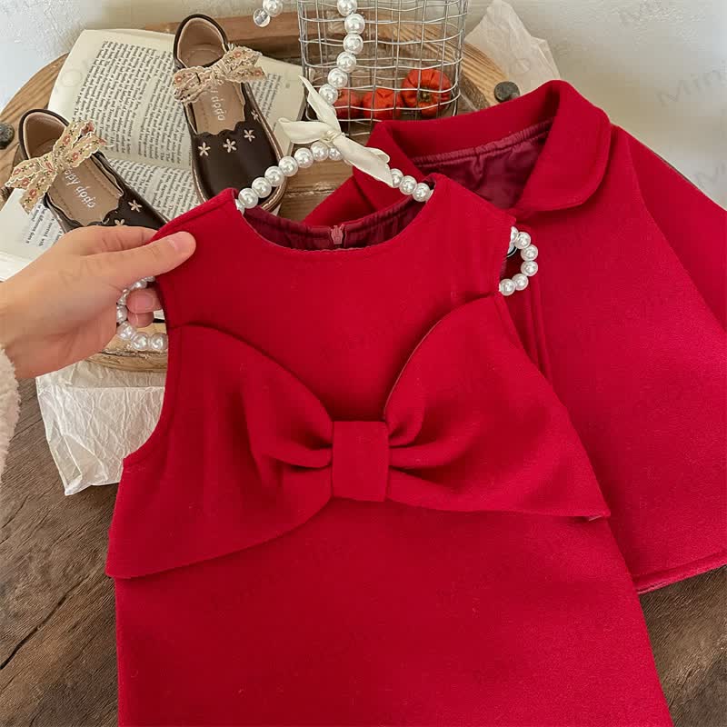 Toddler Cape and Bow Dress 2-piece Set