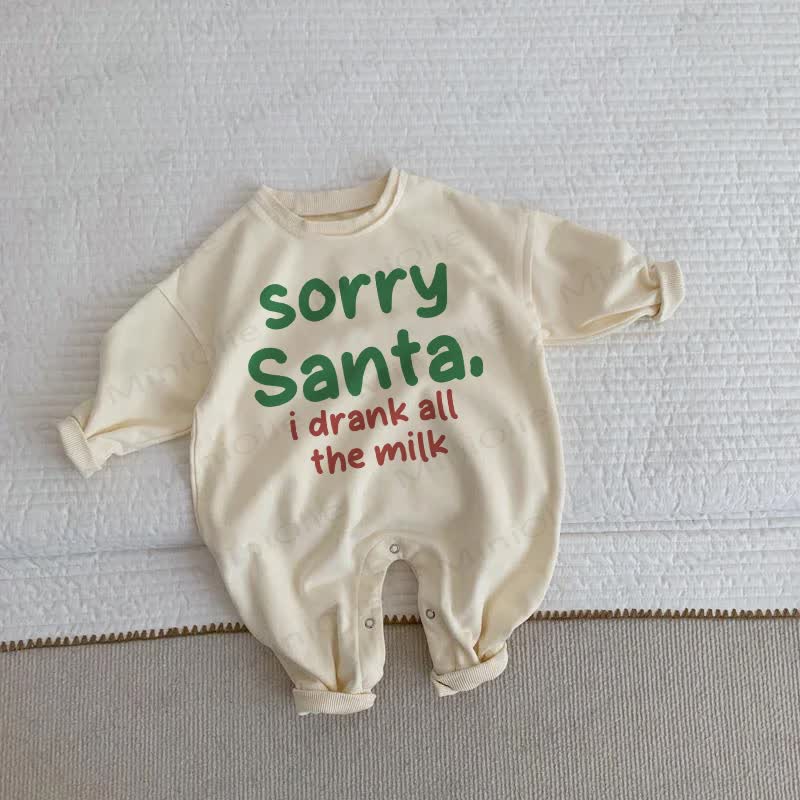 SORRY SANTA I DRANK ALL THE MIKE Baby Toddler Beige Romper