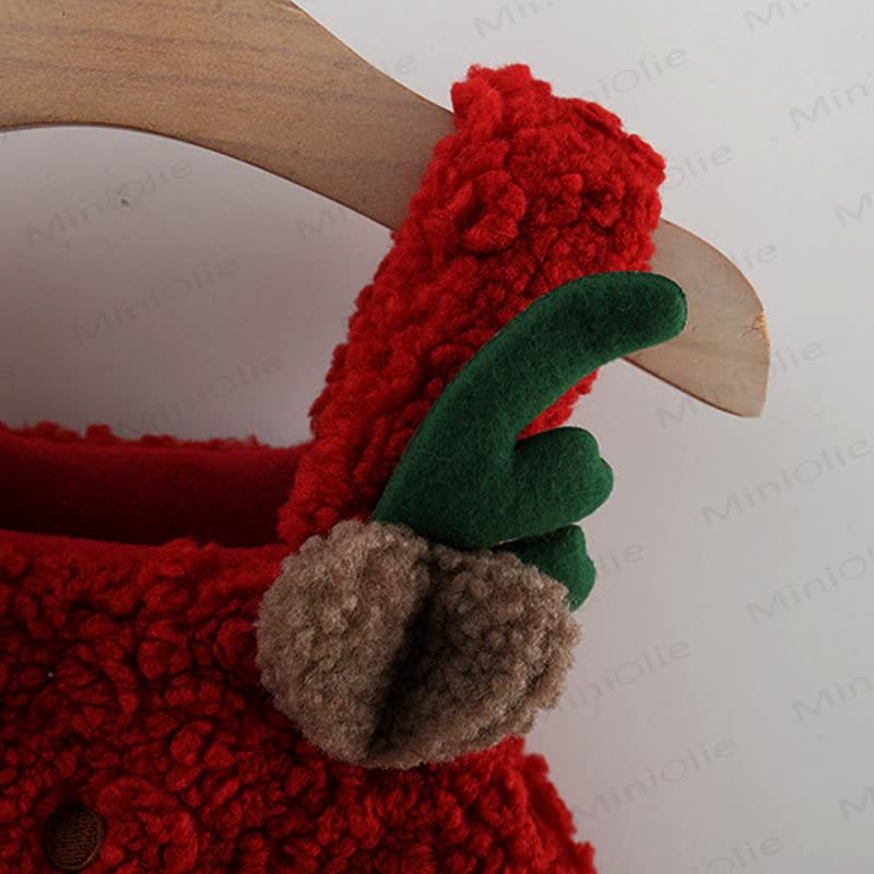 Baby Girl Deer Red Fleece Dress