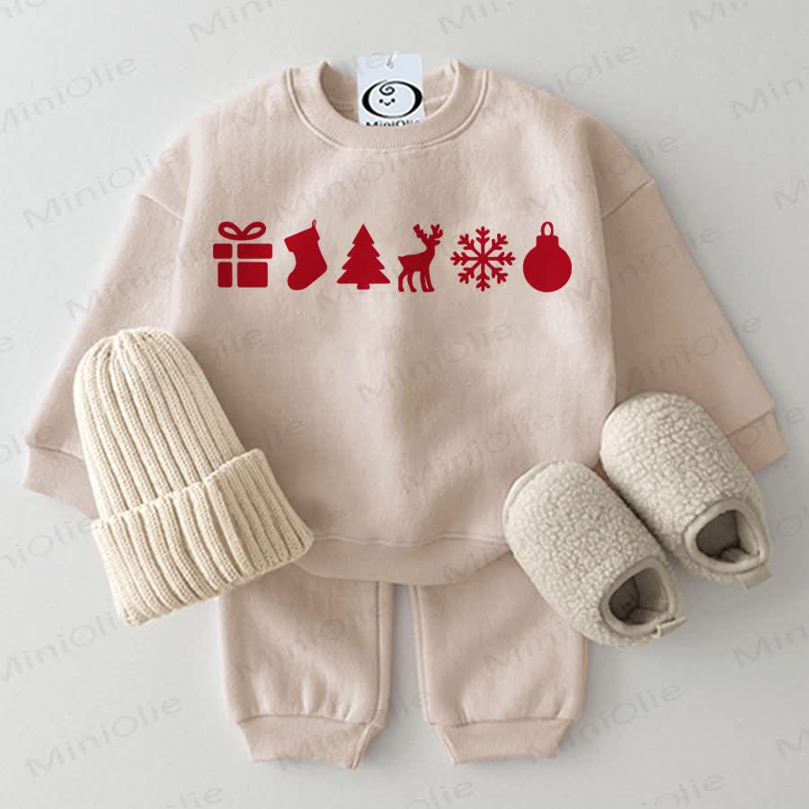 Baby Christmas Collection Sweatshirt 2-piece Beige Set