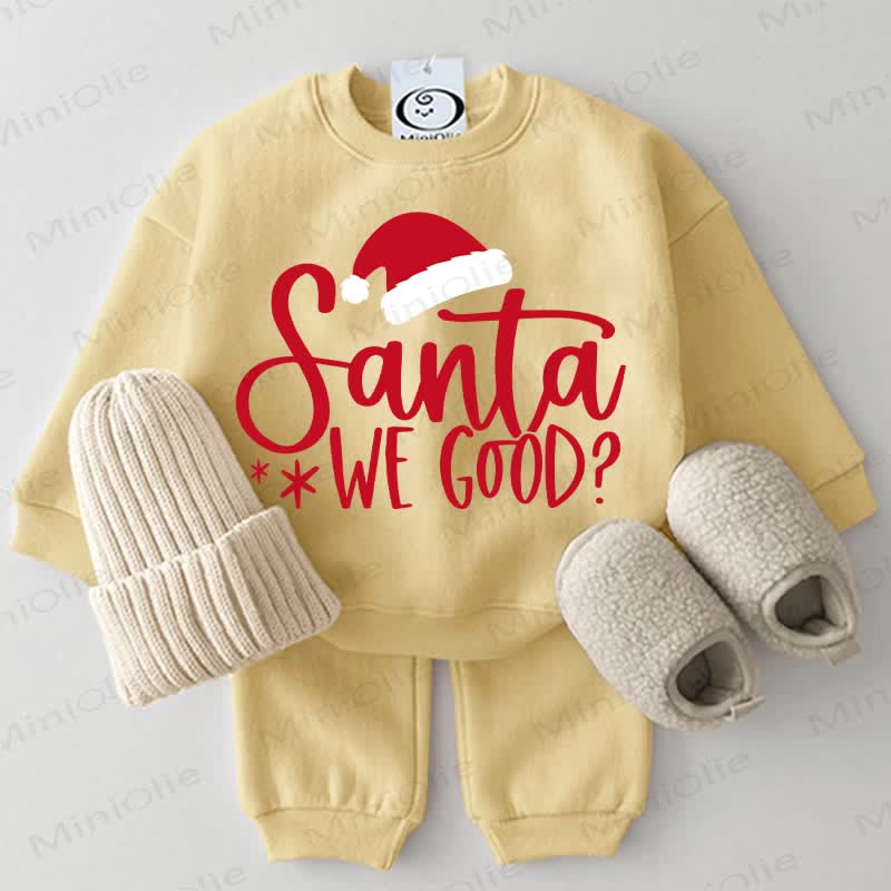 SANTA WE GOOD? Baby Christmas Sweatshirt 2-piece Yellow Set