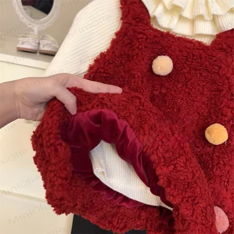 Toddler Girl Cute Fleece Christmas Bud Sleeveless Dress