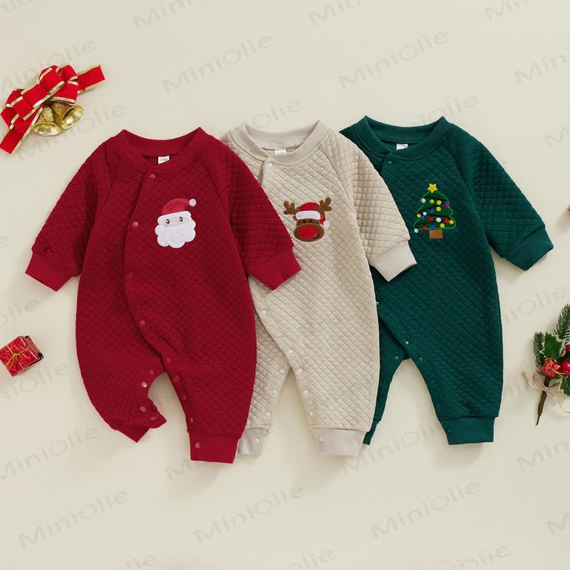 Baby Embroidered Christmas Pattern Romper