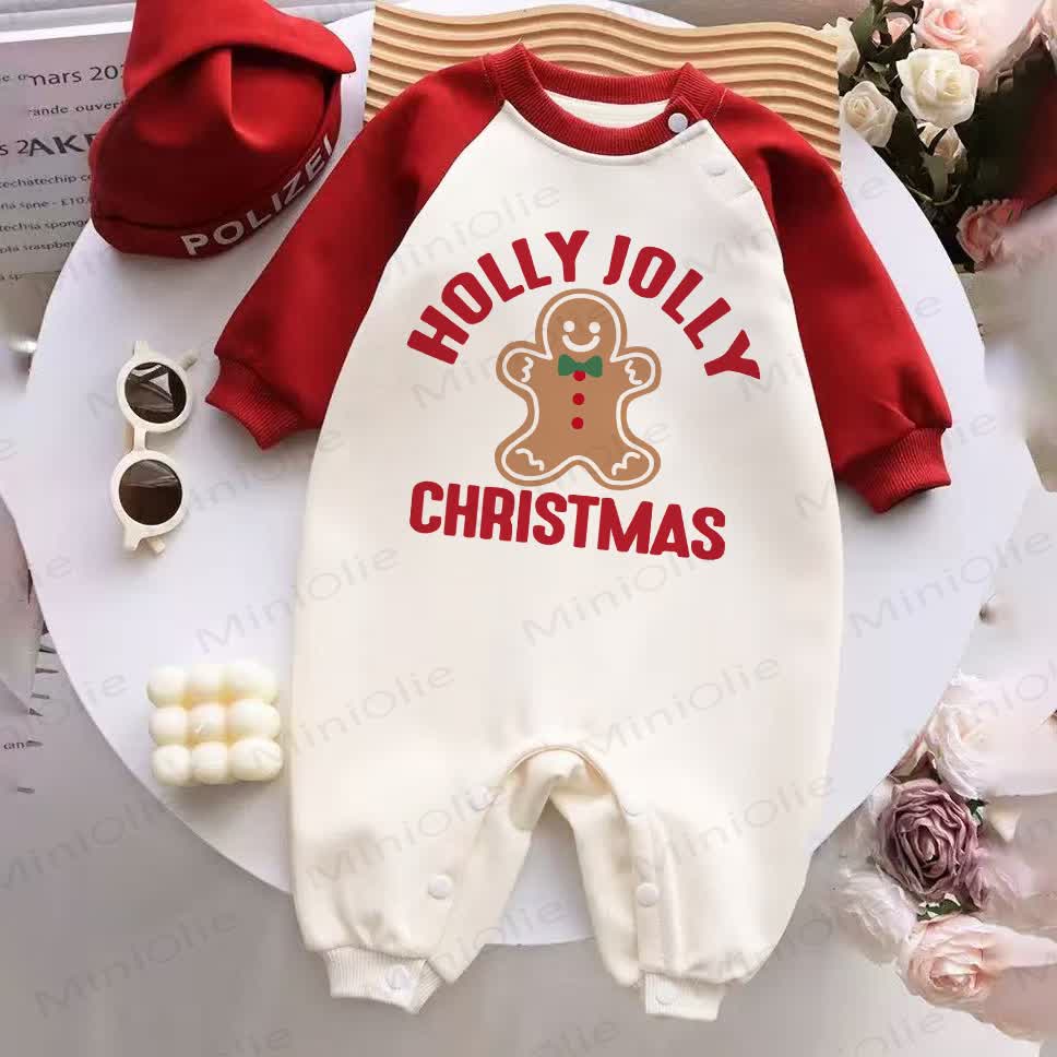 HOLLY JOLLY CHRISTMAS Baby Red Splicing Romper