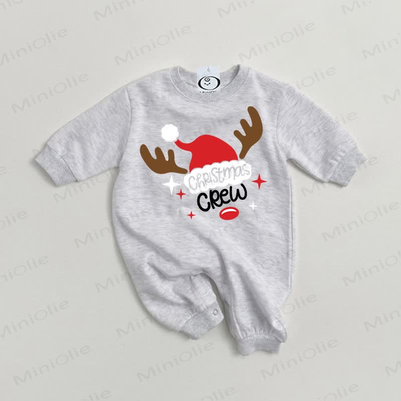 CHRISTMAS CREW Baby Deer Grey Romper
