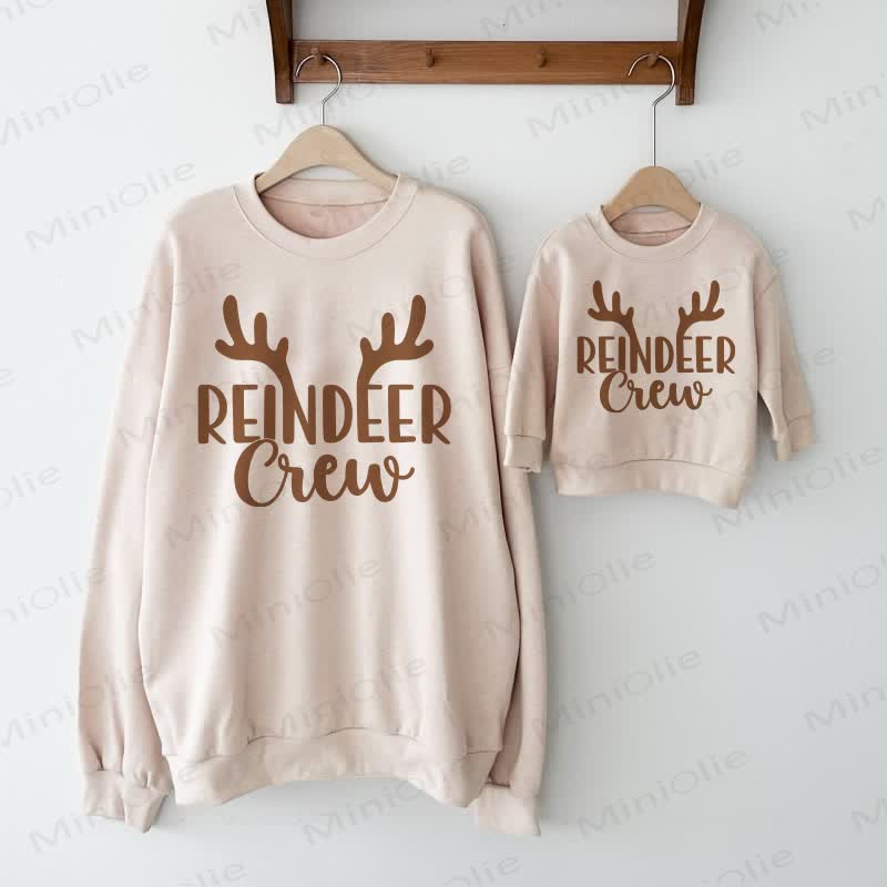 REINDEER CREW Baby Beige Family Sweatshirt