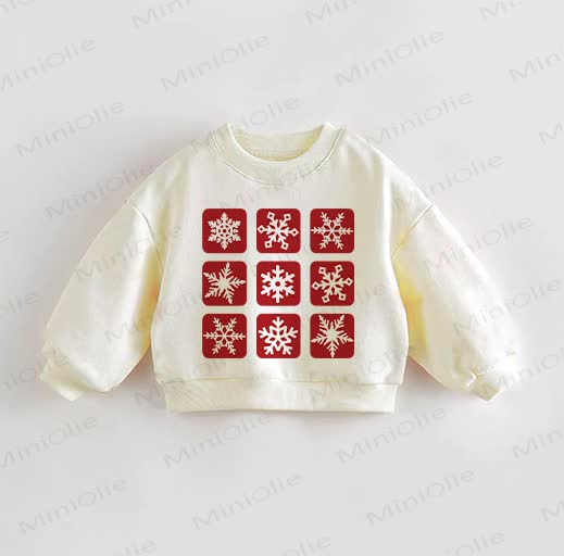 Baby Toddler Nine-square Grid Snowflake Casual Sweatshirt