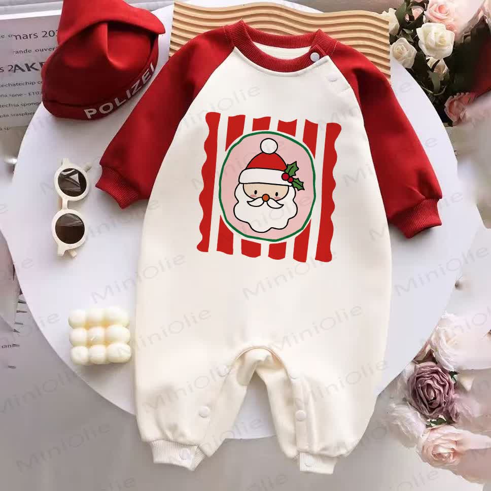 Baby Christmas Santa Claus Red Splicing Romper