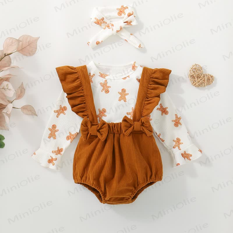 Baby Chritmas Bodysuit Shorts and Headband 3pcs Set