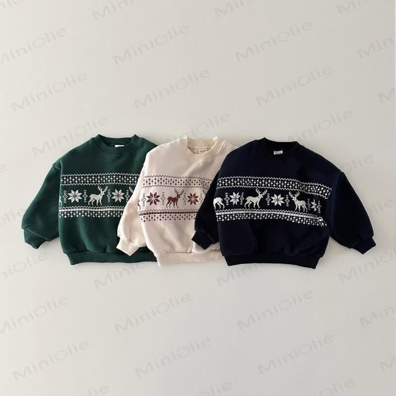 Kid Christmas Snowflake Fleece Sweatshirt