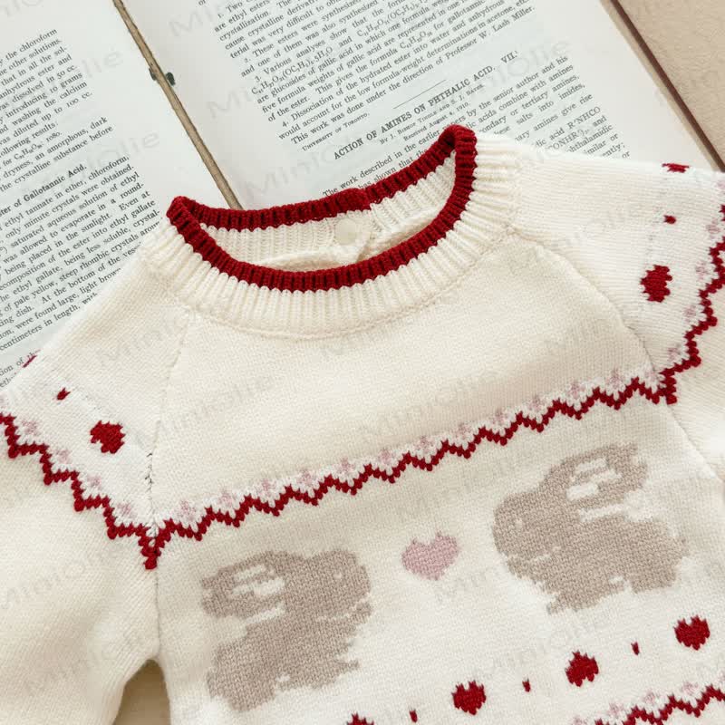 Baby Knit Rabbit Heart Bodysuit