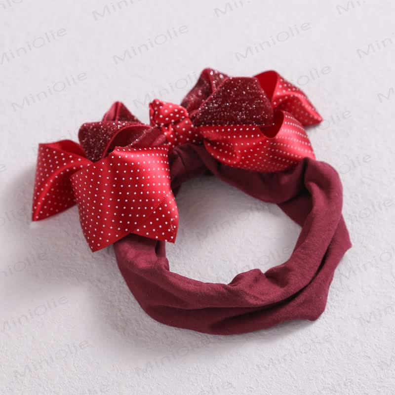 Baby Christmas Dots Bow Headband