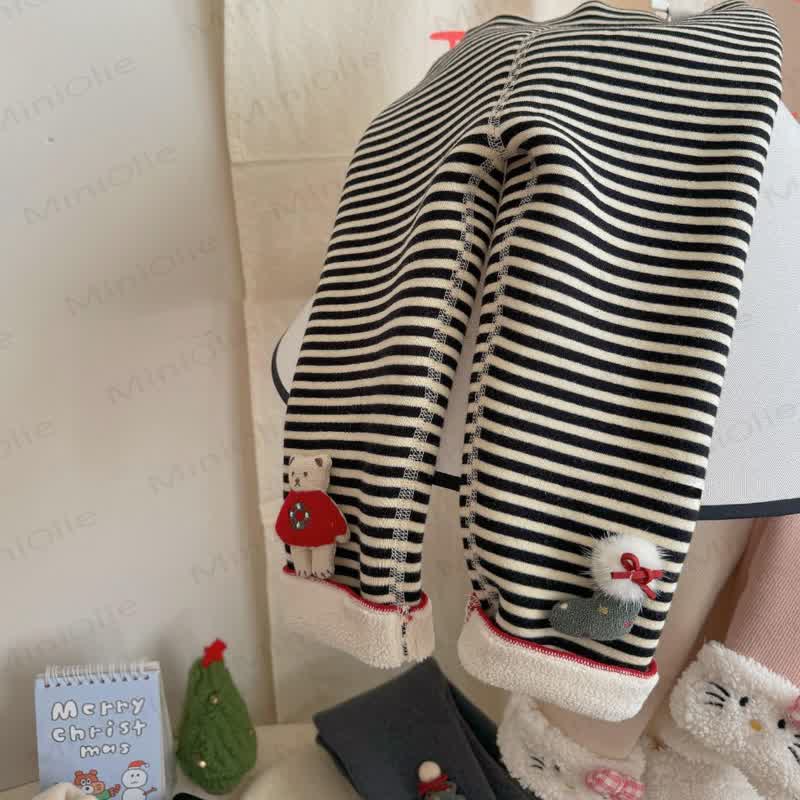 Toddler Girl Christmas Bear Fleece Lined Leggings