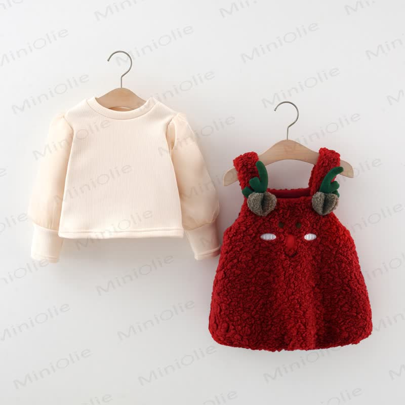 Baby Girl Deer Red Fleece Dress