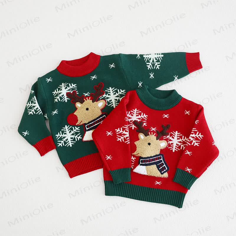 Toddler Lovely Reindeer Snow Knitted Sweater