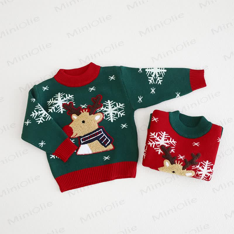 Toddler Lovely Reindeer Snow Knitted Sweater