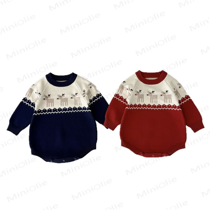 Baby Knit Christmas Deer Bodysuit