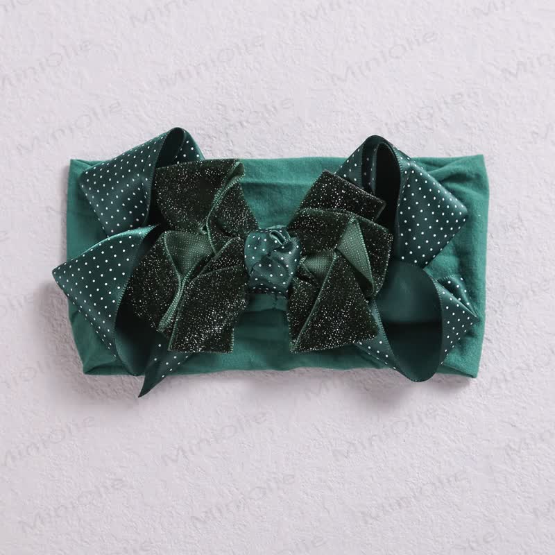 Baby Christmas Dots Bow Headband
