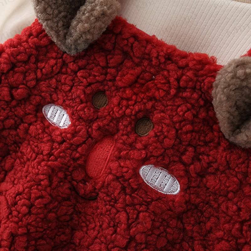 Baby Girl Deer Red Fleece Dress