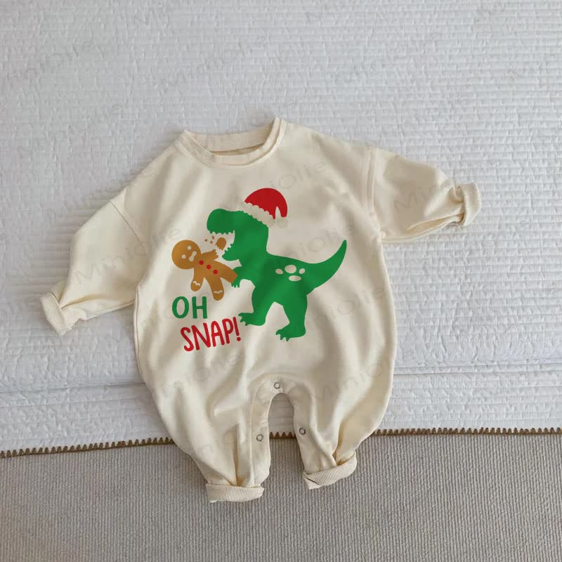 OH SNAP Baby Toddler Gingerbread Man Beige Romper
