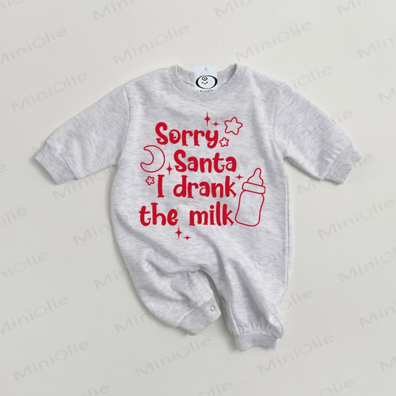 SORRY SANTA I DRANK THE MILK Baby Grey Romper