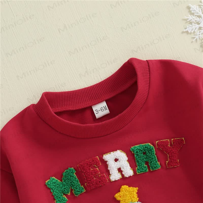 MERRY Baby Christmas Tree Embroidered Bodysuit