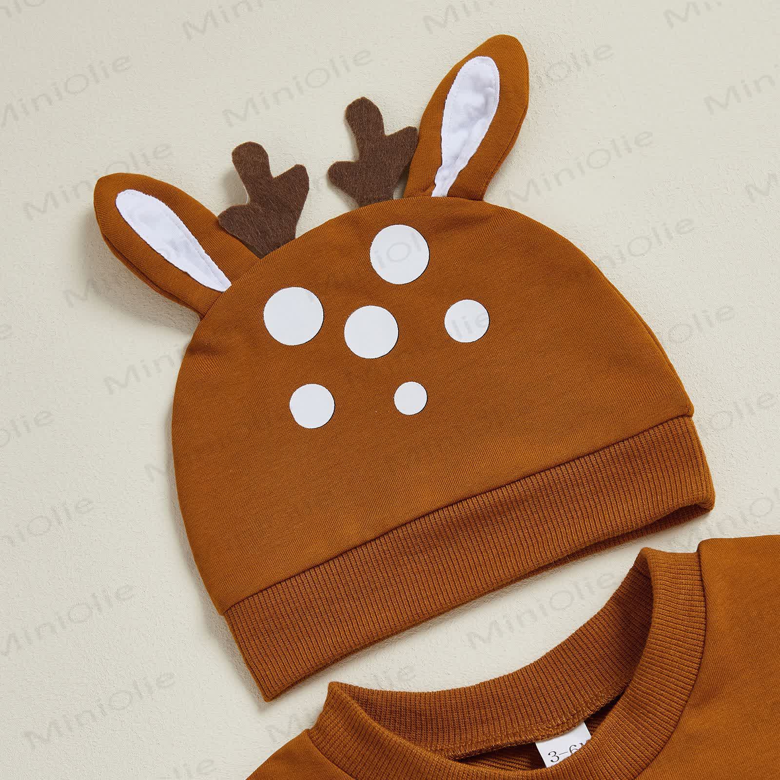 Baby Christmas Deer Bodysuit with Hat