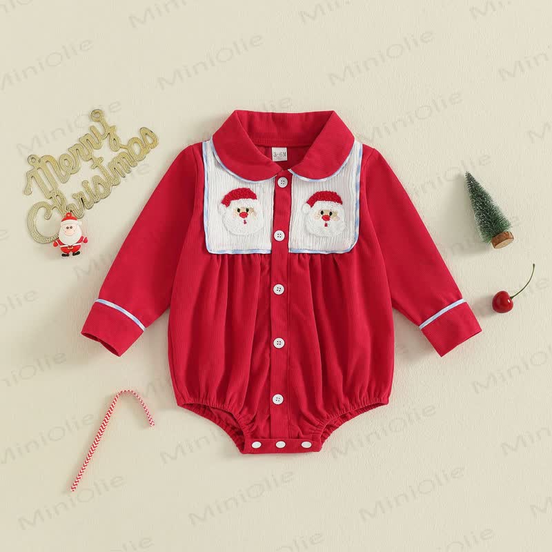 Baby Christmas Santa Claus Collar Bodysuit