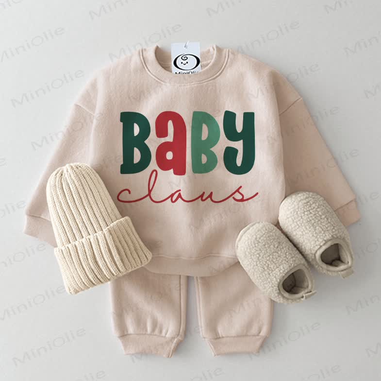 BABY CLAUS Baby Christmas Sweatshirt 2-piece Beige Set