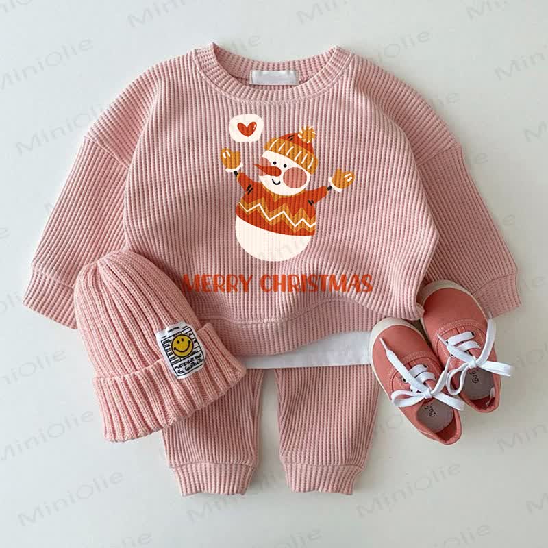MERRY CHRISTMAS Baby Snowman Pink 2-Piece Set