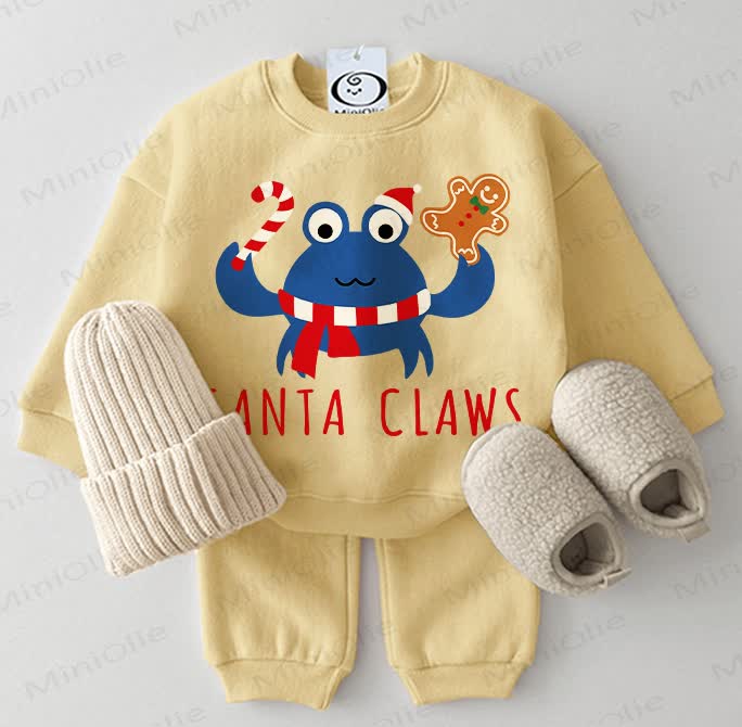 SANTA CLAWS Baby Christmas Sweatshirt 2-piece Yellow Set
