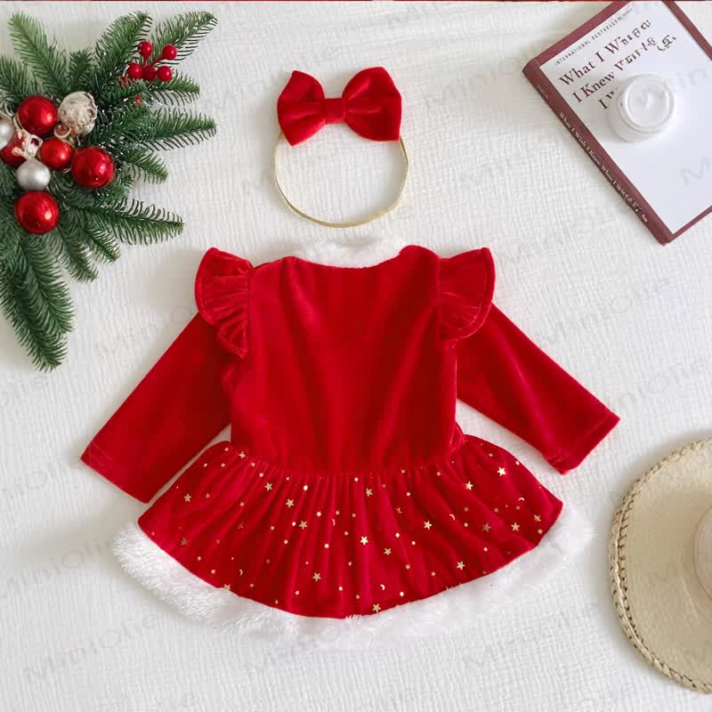 MY 1ST CHRISTMAS Baby Skirted Bodysuit with Headband