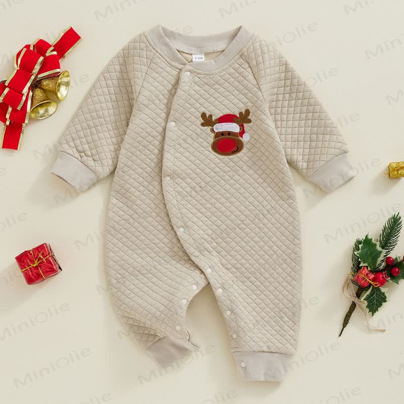 Baby Embroidered Christmas Pattern Romper