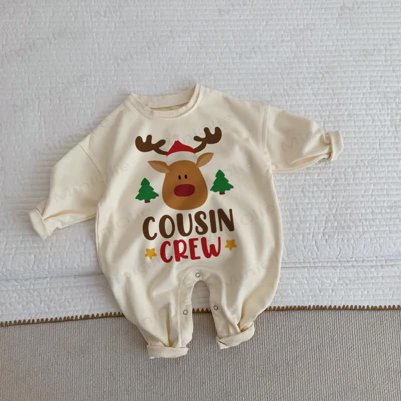 COUSIN CREW Baby Deer Tree Beige Romper