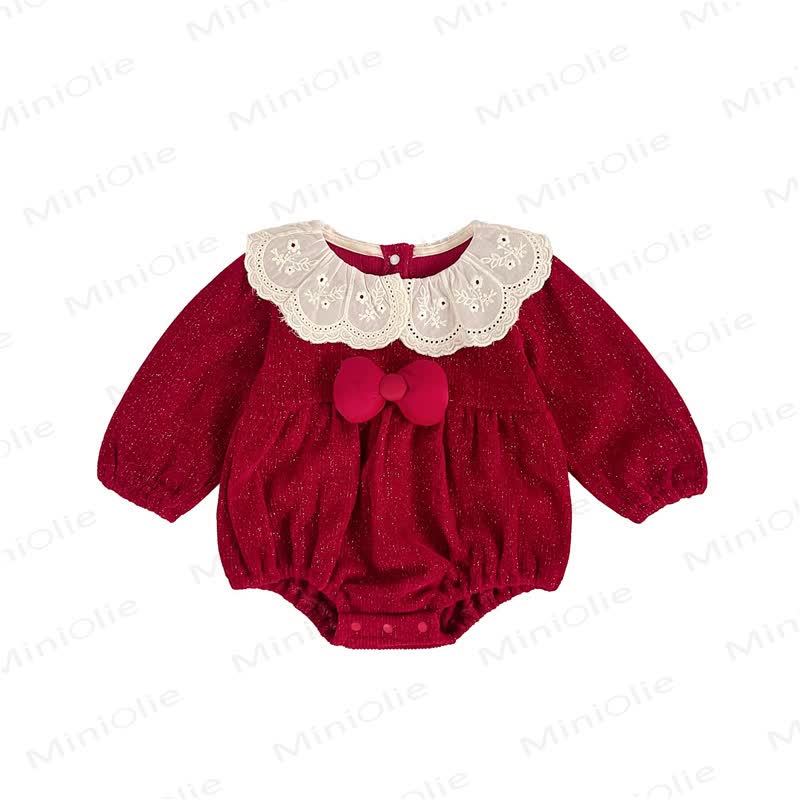 Baby Bows Lace Red Bodysuit