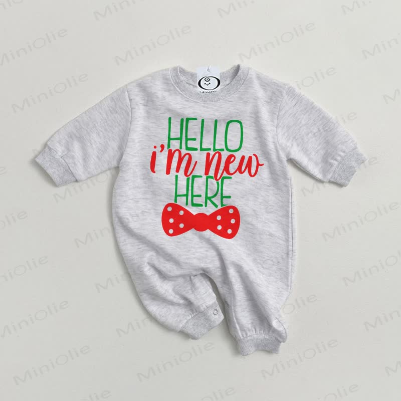 HELLO I'M NEW HERE Baby Grey Romper