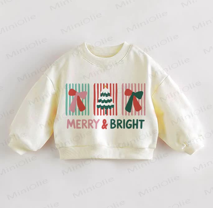 MERRY & BRIGHT Baby Toddler Christmas Sweatshirt